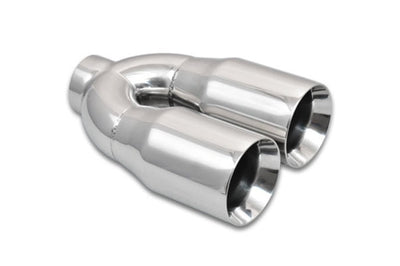 Vibrant 2.5in ID Dual 3.5in OD Round SS Tips (Double Wall Straight Cut) - Exhaust Mufflers &