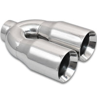 Vibrant 2.5in ID Dual 3.5in OD Round SS Tips (Double Wall Straight Cut) - Exhaust Mufflers &