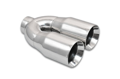 Vibrant 2.5in ID Dual 3.5in OD Round SS Tips (Double Wall Straight Cut) - Exhaust Mufflers &