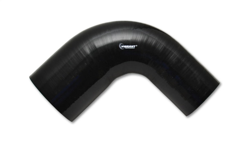 Vibrant 4 Ply Reinforced Silicone 90 degree Transition Elbow - 2.5in I.D. x 3in (BLACK) - Air Intake Systems