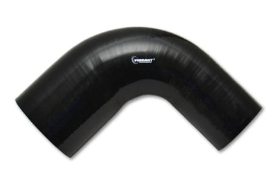 Vibrant 4 Ply Reinforced Silicone 90 degree Transition Elbow - 3in I.D. x 4in (BLACK) - Air Intake Systems