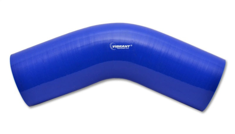 Vibrant 4 Ply Reinforced Silicone Elbow Connector - 4in I.D. - 45 deg. (BLUE) - Air Intake Systems