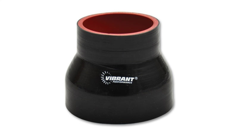 Vibrant 4 Ply Reinforced Silicone Transition Connector - 3.5in I.D. x 4.5in 3in long (BLACK) - Air Intake Systems