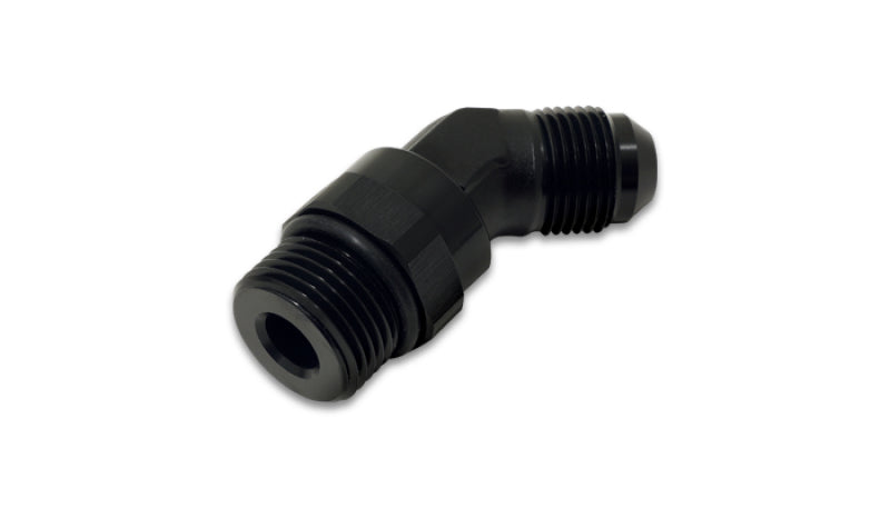 Vibrant -6AN Male Flare to ORB Swivel 45 Degree Adapter Fitting - Anodized Black - Fabrication