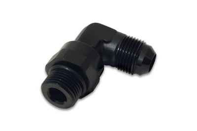 Vibrant -6AN Male Flare to ORB Swivel 90 Degree Adapter Fitting - Anodized Black - Fabrication