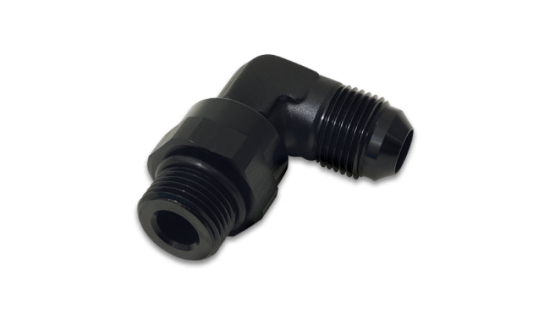 Vibrant -8AN Male Flare to -10 ORB Swivel 90 Degree Adapter - Anodized Black - Fabrication