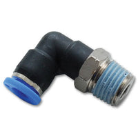 Vibrant Male Elbow Pneumatic Vacuum Fitting (1/4in NPT Thread) - for use with 3/8in(9.5mm) OD tubing - Fabrication