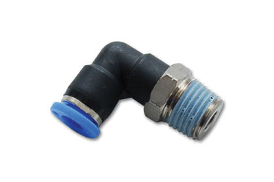 Vibrant Male Elbow Pneumatic Vacuum Fitting (1/4in NPT Thread) - for use with 1/4in (6mm) OD tubing - Fabrication
