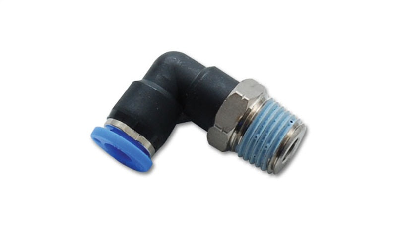 Vibrant Male Elbow Pneumatic Vacuum Fitting (3/8in NPT Thread) - for use with 1/4in (6mm) OD tubing - Fabrication