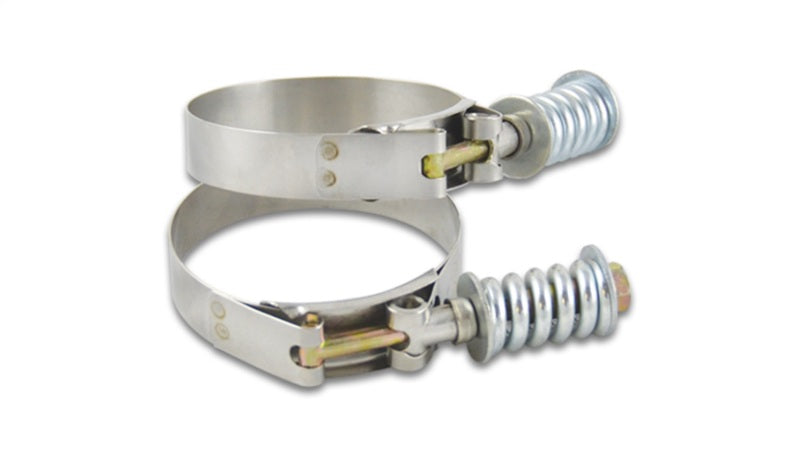 Vibrant SS T-Bolt Clamps Pack of 2 Size Range: 4.28in to 4.58in OD For use w/ 4in ID Coupling - Fabrication
