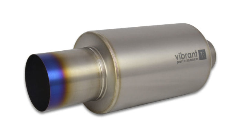 Vibrant Titanium Muffler w/Straight Cut Burnt Tip 3.5in Inlet / Outlet - Exhaust Mufflers & Tips