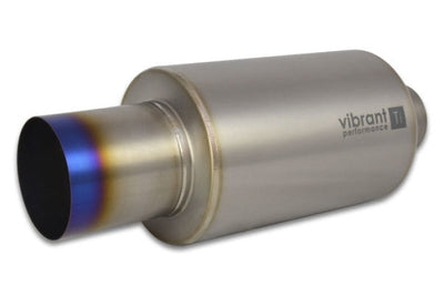 Vibrant Titanium Muffler w/Straight Cut Burnt Tip 3.5in Inlet / Outlet - Exhaust Mufflers & Tips