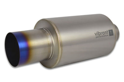 Vibrant Titanium Muffler w/Straight Cut Burnt Tip 3in. Inlet / Outlet - Exhaust Mufflers & Tips