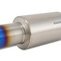 Vibrant Titanium Muffler w/Straight Cut Burnt Tip 4in Inlet / Outlet - Exhaust Mufflers & Tips