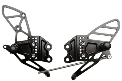 Vortex Racing 04-05 Kawasaki ZX-10R Ninja Adjustable Rearsets- Black - Transport