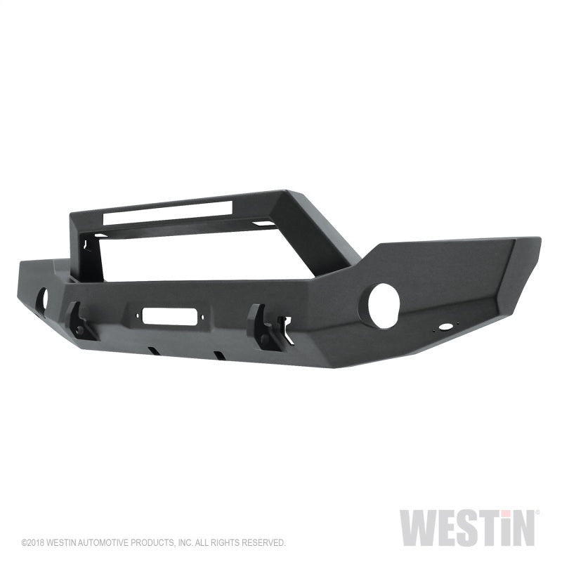 Westin 18-20 Jeep Wrangler WJ2 Full Width Front Bumper w/LED Light Bar Mount Textured Black - Bumpers Grilles & Guards