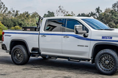 Westin 2020 Chevy Silverado 2500/3500 Crew Cab (6.5ft Bed) HDX W2W Nerf Step Bars - Textured Black - & Running Boards