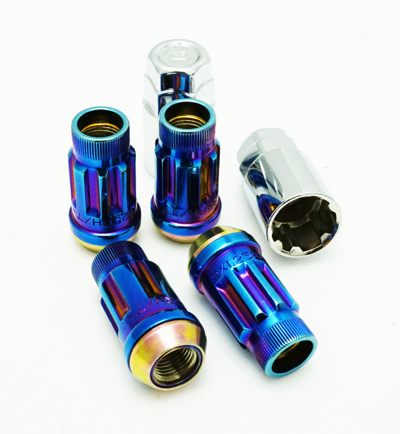 Wheel Mate Muteki SR45R Lug Nut Kit Lock Set 12x1.50 45mm - Burned Blue Neon - and Tire Accessories