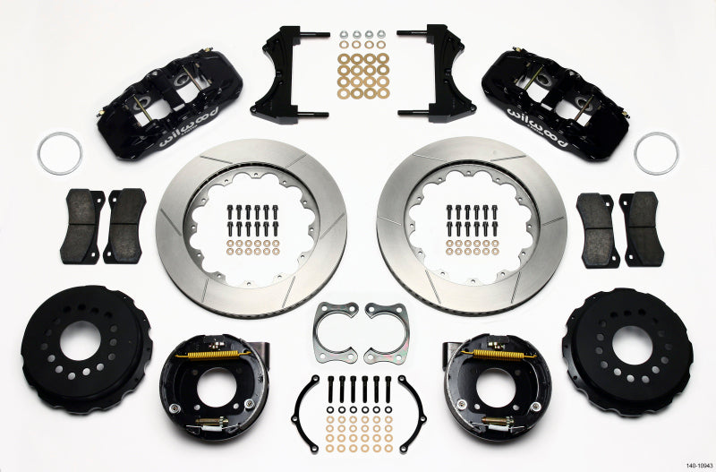 Wilwood AERO4 Rear P-Brake Kit 14.00in Chevy 12 Bolt w/ C-Clips - Brakes Rotors & Pads