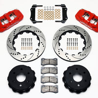 Wilwood AERO4 RearTruck Kit 14.25in Drill Red 1999-2010 GM 1500-SUV 1 Piston OE Caliper - Brakes Rotors & Pads