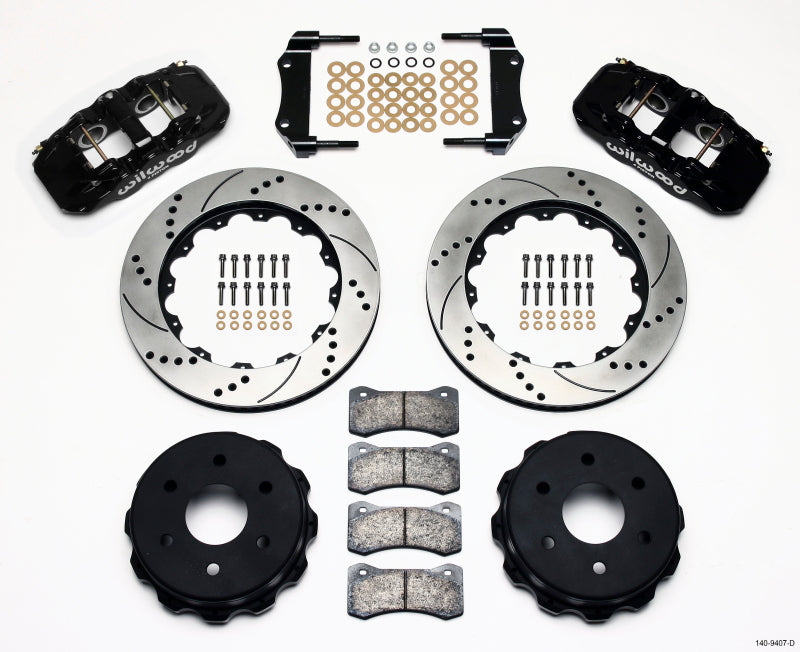 Wilwood AERO4 RearTruck Kit 14.25in Drilled 1999-2010 GM 1500-SUV 1 Piston OE Caliper - Brakes Rotors & Pads