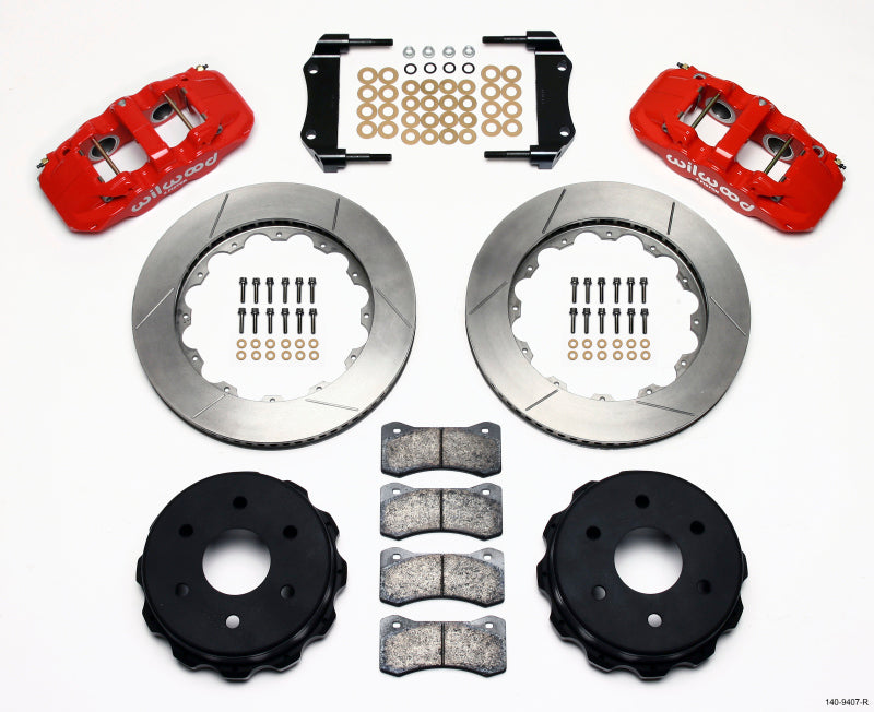 Wilwood AERO4 RearTruck Kit 14.25in Red 1999-2010 GM 1500-SUV 1 Piston OE Caliper - Brakes Rotors & Pads