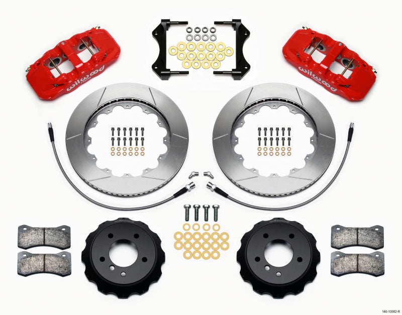 Wilwood AERO6 Front Hat Kit 14.00 Red 2007-2011 BMW E90 Series w/Lines - Brakes Rotors & Pads
