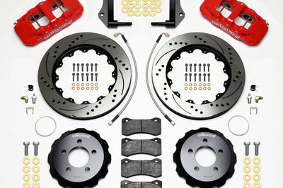 Wilwood AERO6 Front Hat Kit 14.25 Drilled Red 2014-Up Challenger w/Lines - Brakes Rotors & Pads