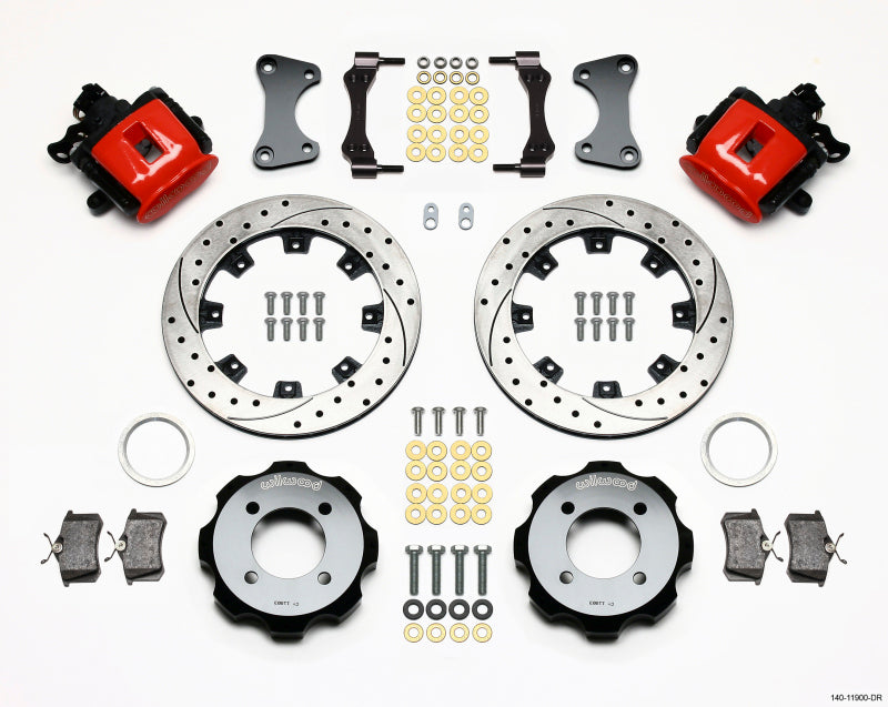 Wilwood Combination Parking Brake Rear Kit 11.75in Drilled Red 2011 Fiesta - Brakes Rotors & Pads