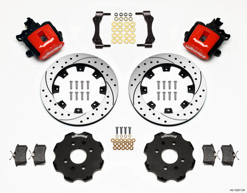 Wilwood Combination Parking Brake Rear Kit 12.19in Drilled Red Civic / Integra Disc 2.39 Hub Offset - Brakes Rotors &