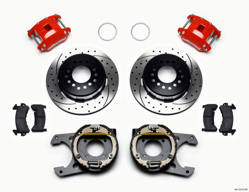 Wilwood D154 P/S P-B Kit Drilled-Red Chevy 12 Bolt 2.75in Off w/ C-Clips - Brakes Rotors & Pads