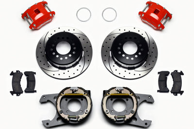 Wilwood D154 P/S P-B Kit Drilled-Red Chevy 12 Bolt 2.75in Off w/ C-Clips - Brakes Rotors & Pads