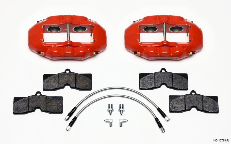 Wilwood D8-4 Front Caliper Kit Red Corvette C2 / C3 65-82 - Brakes Rotors & Pads