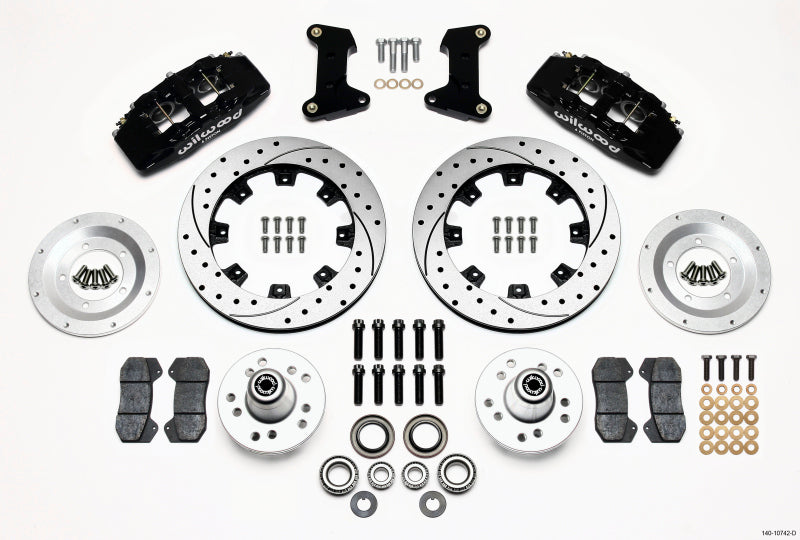 Wilwood Dynapro 6 Front Hub Kit 12.19in Drilled 74-80 Pinto/Mustang II Disc Spindle only - Brakes Rotors & Pads