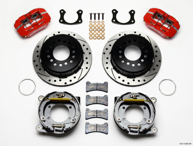 Wilwood Dynapro Low-Profile 11.00in P-Brake Kit Drill-Red New Big Ford 2.50in Offset - Brakes Rotors & Pads
