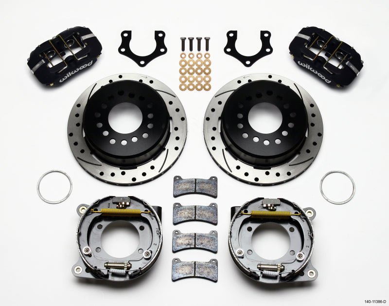 Wilwood Dynapro Low-Profile 11.00in P-Brake Kit Drilled Mopar/Dana 2.50in Off w/Snap Ring Brng - Brakes Rotors & Pads