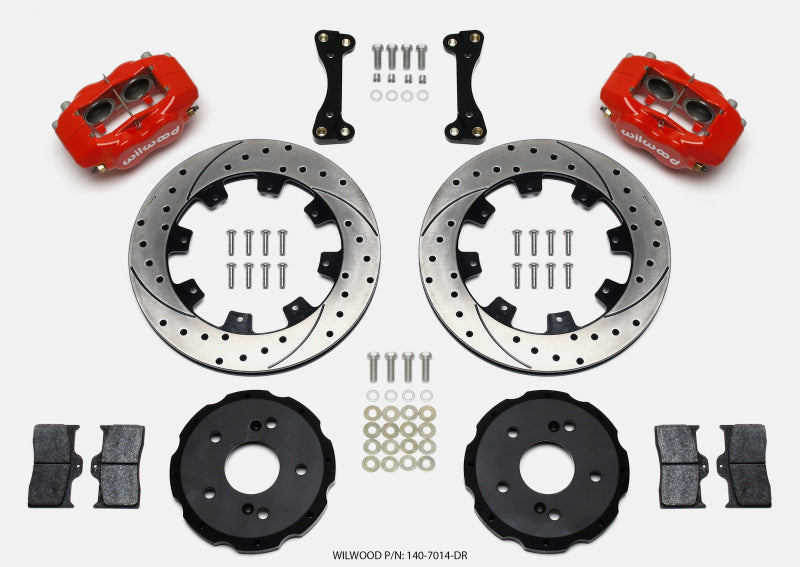Wilwood Forged Dynalite Front Hat Kit 12.19in Drilled Red 02-06 Acura RSX-5 Lug - Brakes Rotors & Pads