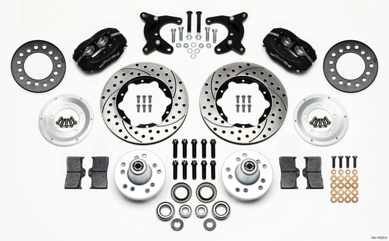 Wilwood Forged Dynalite Front Kit 11.00in Drilled 65-72 CDP A Body - 10in Drum - Brakes Rotors & Pads