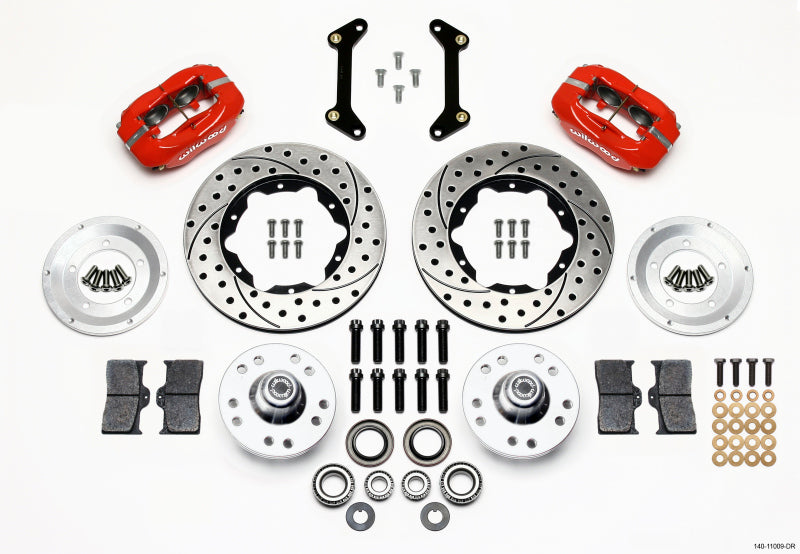 Wilwood Forged Dynalite Front Kit 11.00in Drilled Red 79-87 GM G Body - Brakes Rotors & Pads