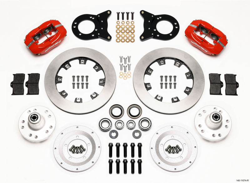 Wilwood Forged Dynalite Front Kit 12.19in Red 1970-1973 Mustang Disc & Drum Spindle - Brakes Rotors Pads