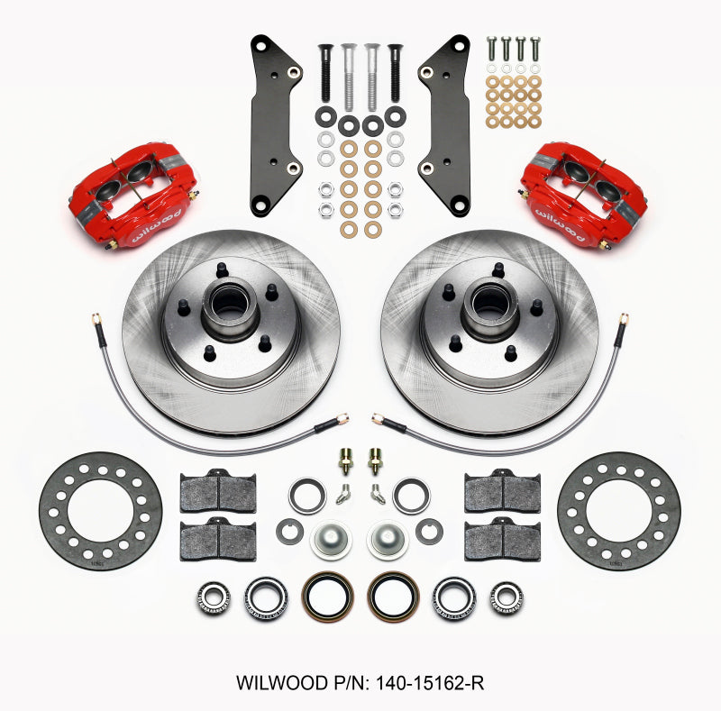 Wilwood Forged Dynalite-M Front Kit 11.88in 1 PC Rotor&Hub Red Cadillac 1957-60 - Brakes Rotors & Pads