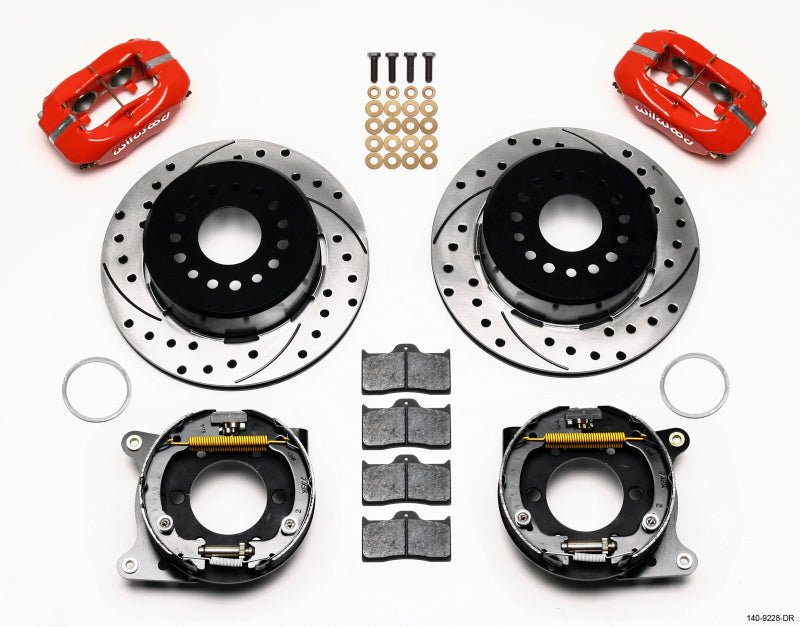 Wilwood Forged Dynalite P/S P-B Kit Drilled-Red 2005-2014 Mustang - Brakes Rotors & Pads