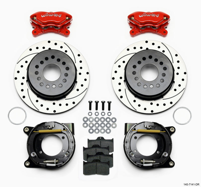 Wilwood Forged Dynalite P/S P-B Kit Drilled-Red Chevy 12 Bolt w/ C-Clips - Brakes Rotors & Pads