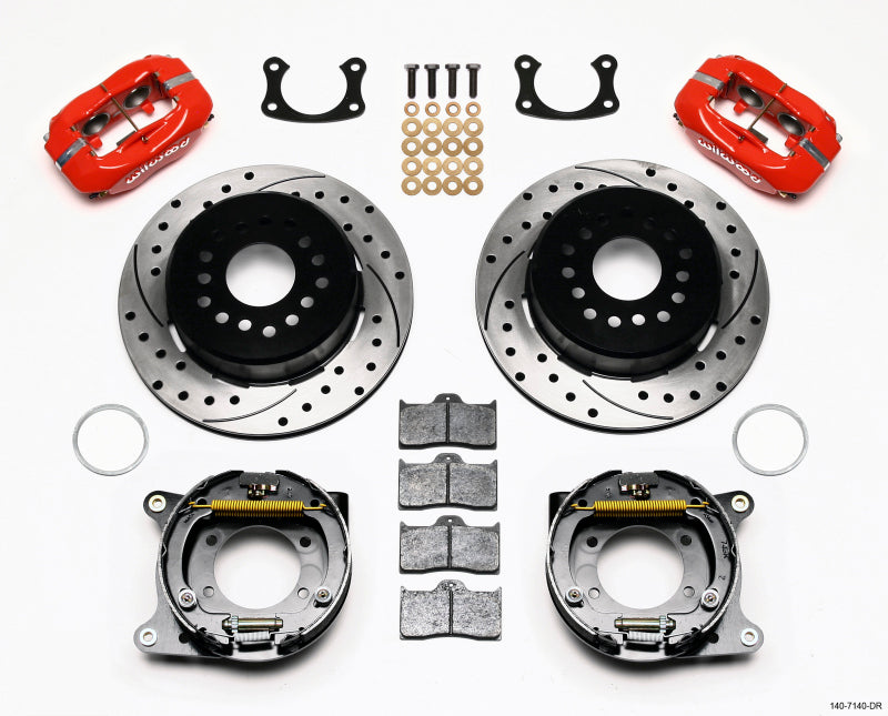 Wilwood Forged Dynalite P/S P-B Kit Drilled-Red New Big Ford 2.50in Offset - Brakes Rotors & Pads