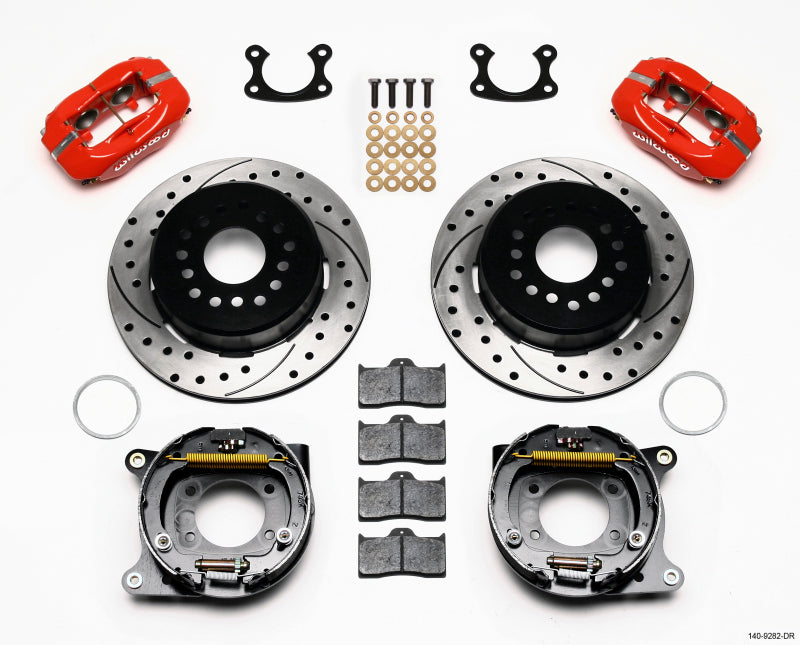 Wilwood Forged Dynalite P/S Park Brake Kit Drill-Red Small Ford 2.50in Offset - Brakes Rotors & Pads