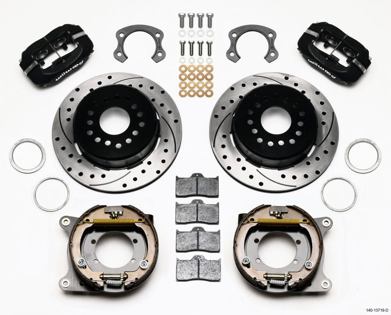 Wilwood Forged Dynalite P/S Park Brake Kit Drilled Ford 8.8 Special w/2.50in Offset-5 Lug - Brakes Rotors & Pads