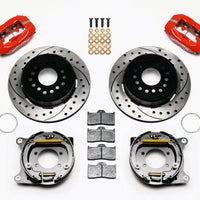 Wilwood Forged Dynalite P/S Park Brake Kit Drilled Red Ford 8.8 w/2.5in Offset-5 Lug - Brakes Rotors & Pads