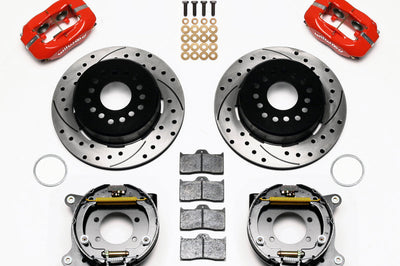 Wilwood Forged Dynalite P/S Park Brake Kit Drilled Red Ford 8.8 w/2.5in Offset-5 Lug - Brakes Rotors & Pads