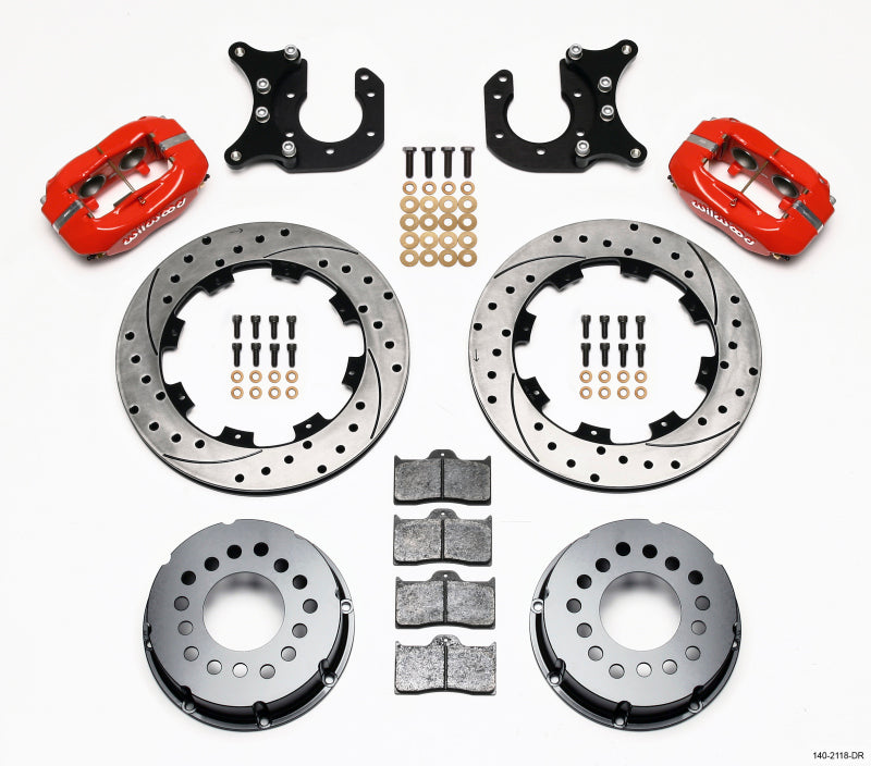 Wilwood Forged Dynalite P/S Rear Kit Drilled Red New Big Ford 2.50in Offset - Brakes Rotors & Pads