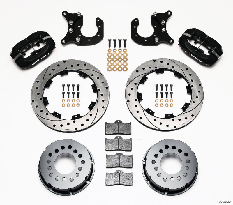 Wilwood Forged Dynalite P/S Rear Kit Drilled Rotor Ford 8.8 w/2.5in Offset-5 Lug - Brakes Rotors & Pads